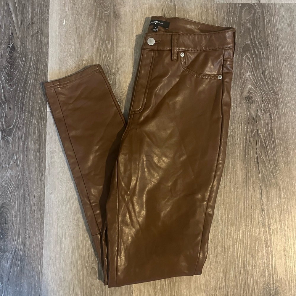 7 For All Mankind brown faux leather pants